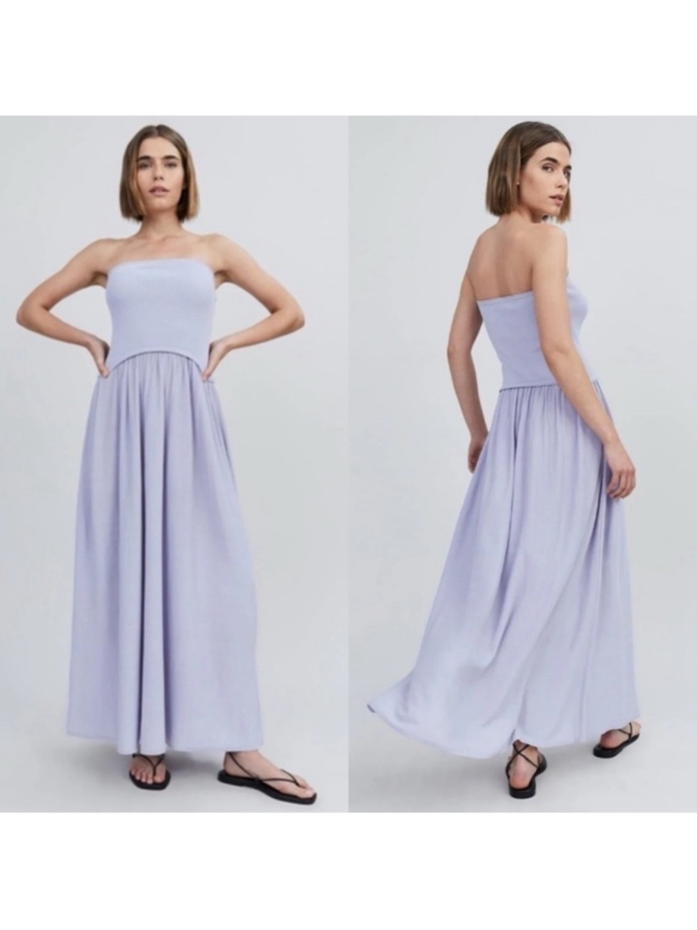 Solid & Striped Strapless Soglio Maxi Dress Size XS In Lilac Pastel